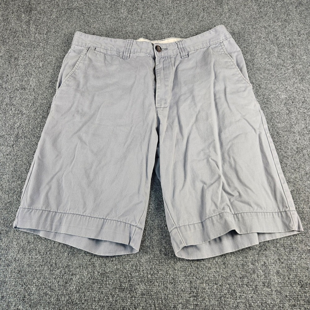 Merona Mens‎ Gray Chino Shorts Size 32 Cotton Twill Flat Front Casual Summer